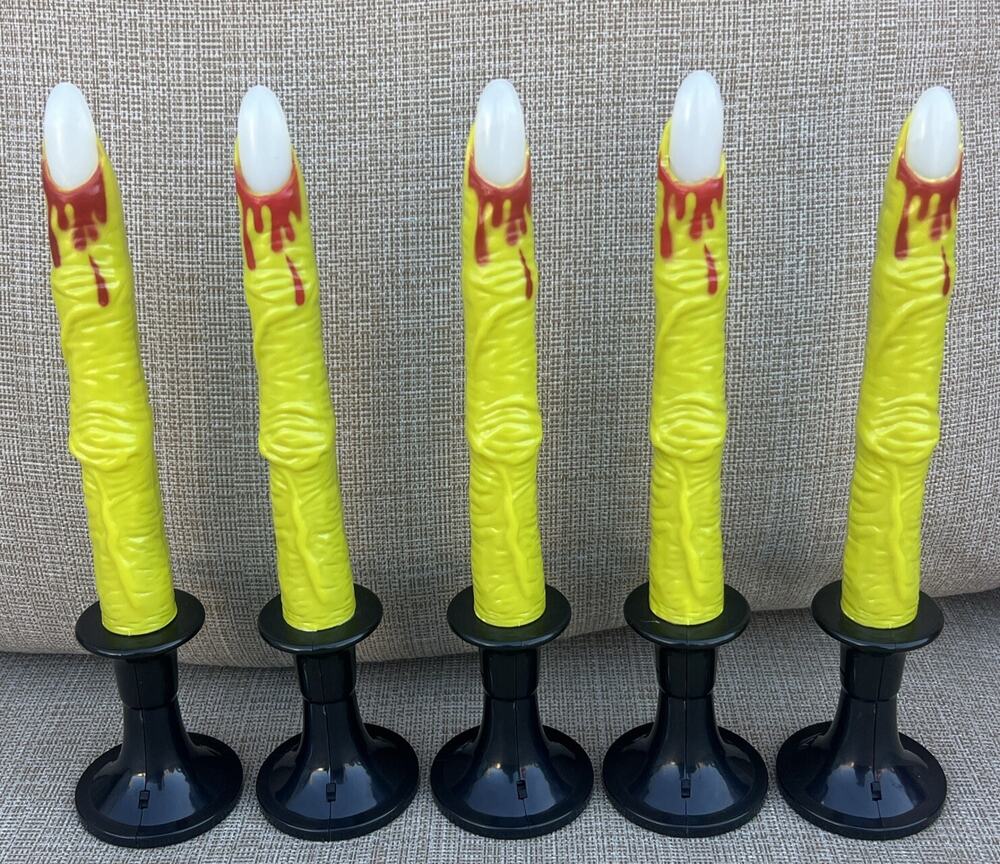 Lot 5 10" Flickering Light Up Bloody Green Witch Finger Spooky Halloween Decor
